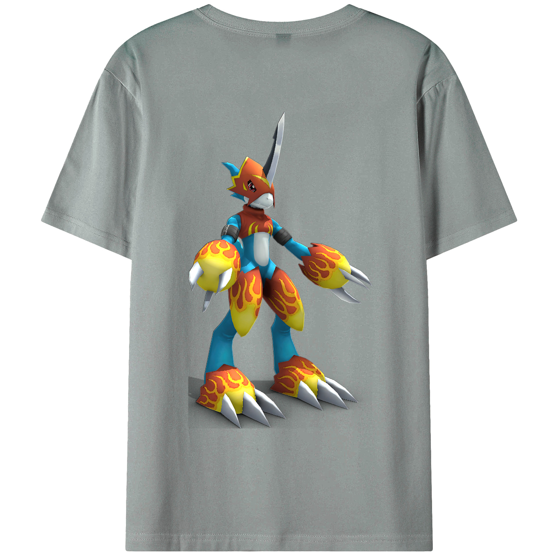 （画像用） Digimon デジタルモンスター/デジモン 綿100％ メンズ半袖Tシャツ（バックプリント） 通気性